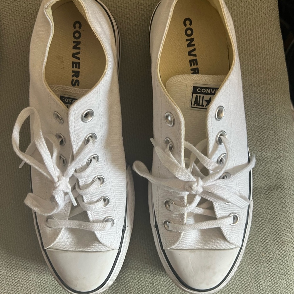 White Canvas Platform Sneakers (Converse)